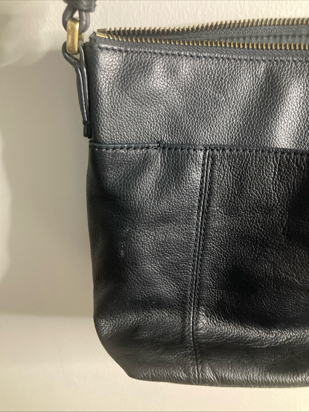 FOSSIL Black Crossbody Organizer Handbag Hippie Boho Purse Cowhide Leather - Picture 11 of 16